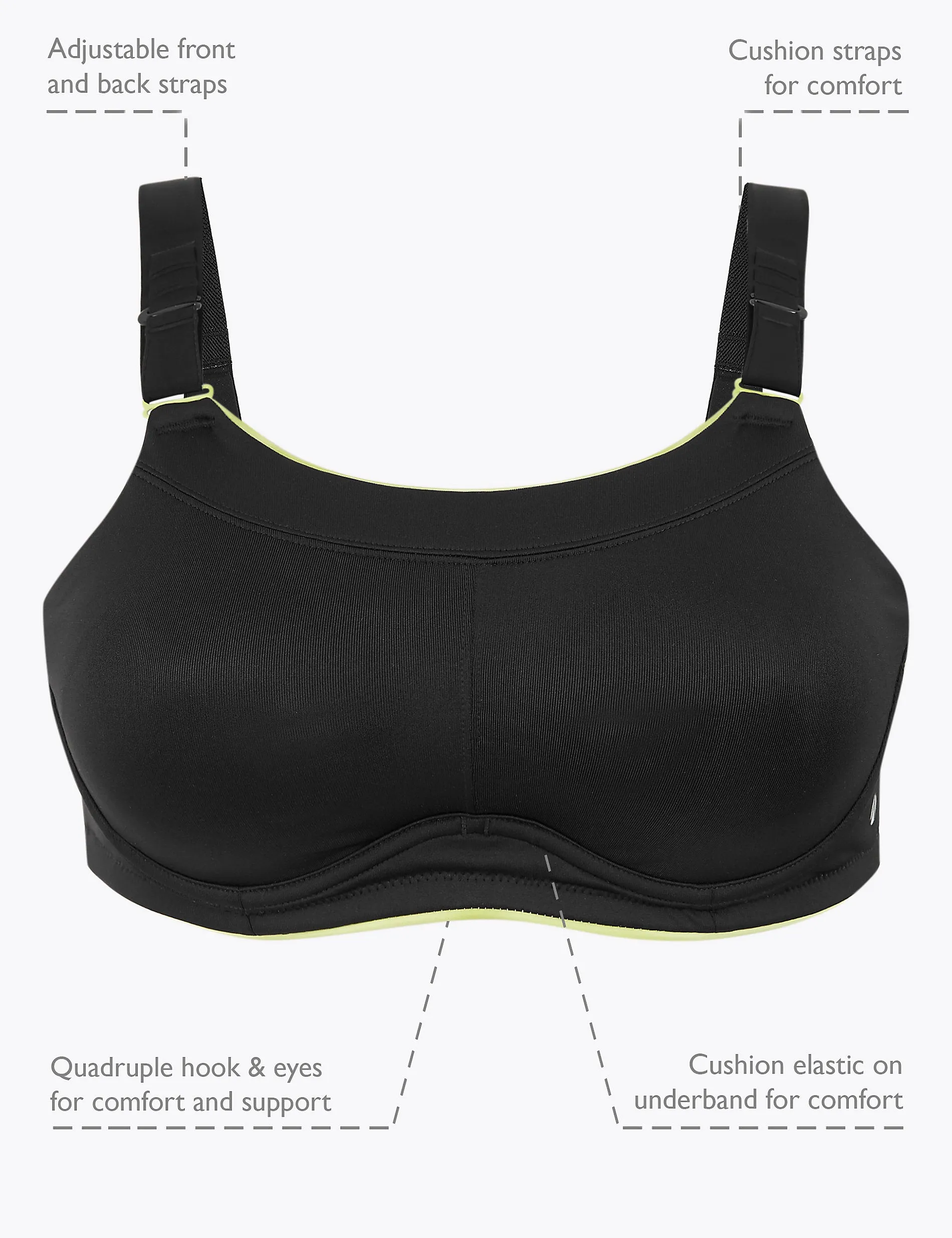 A-G Goodmove Ultimate Support Serious Workout Sports Bra, Black