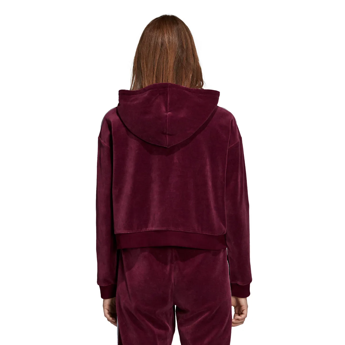 Adidas Originals Trefoil Women's Cropped Pullover Hoodie Maroon/White