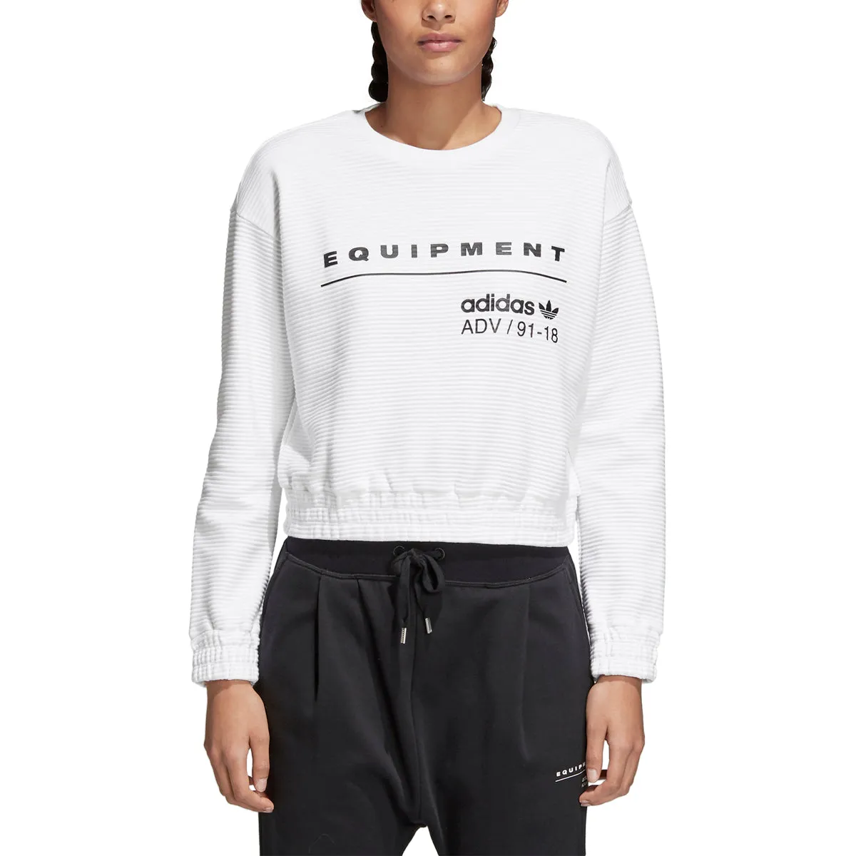 Adidas Women's Originals EQT Crew Cropped Sweatshirt White