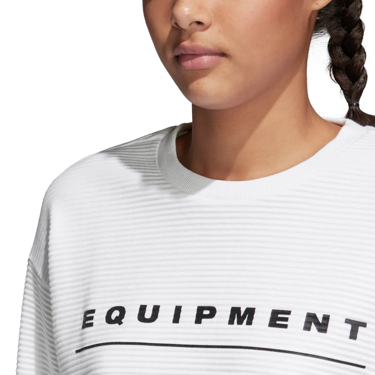 Adidas Women's Originals EQT Crew Cropped Sweatshirt White