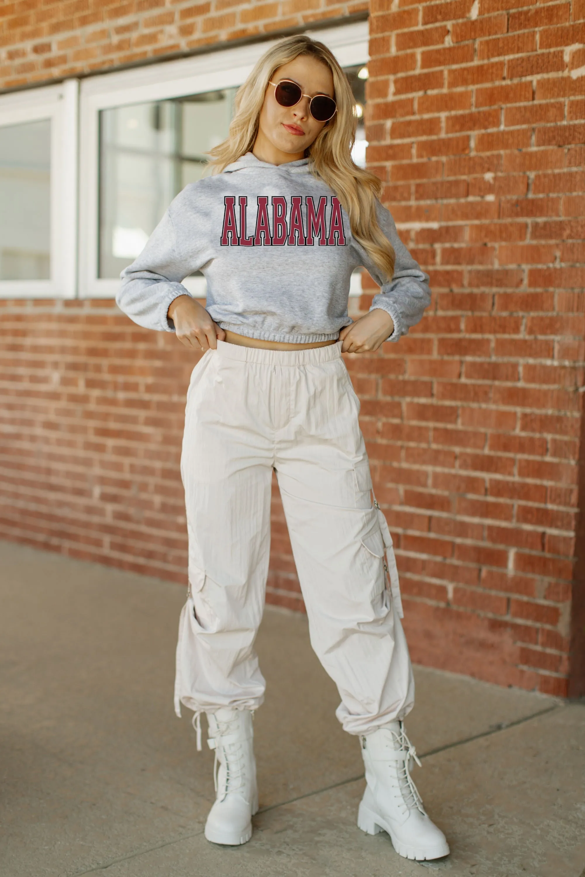 ALABAMA CRIMSON TIDE HEADED TO VICTORY BANDED CROPPED HOODIE BY MADI PREWETT TROUTT