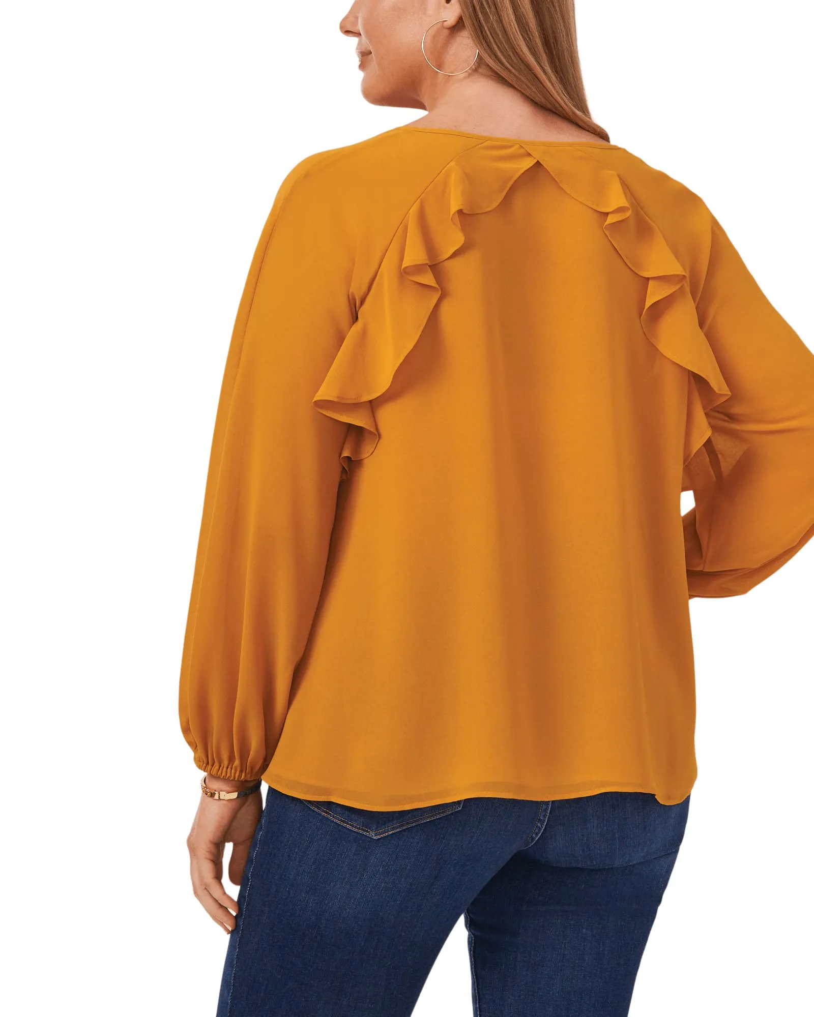 Amaya Sheer Ruffled Top | SAFFRON