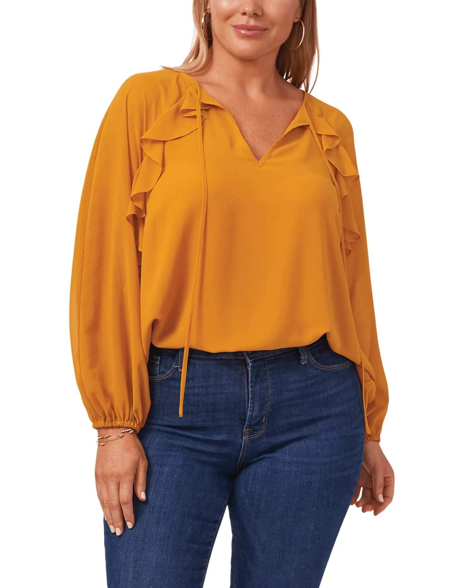 Amaya Sheer Ruffled Top | SAFFRON