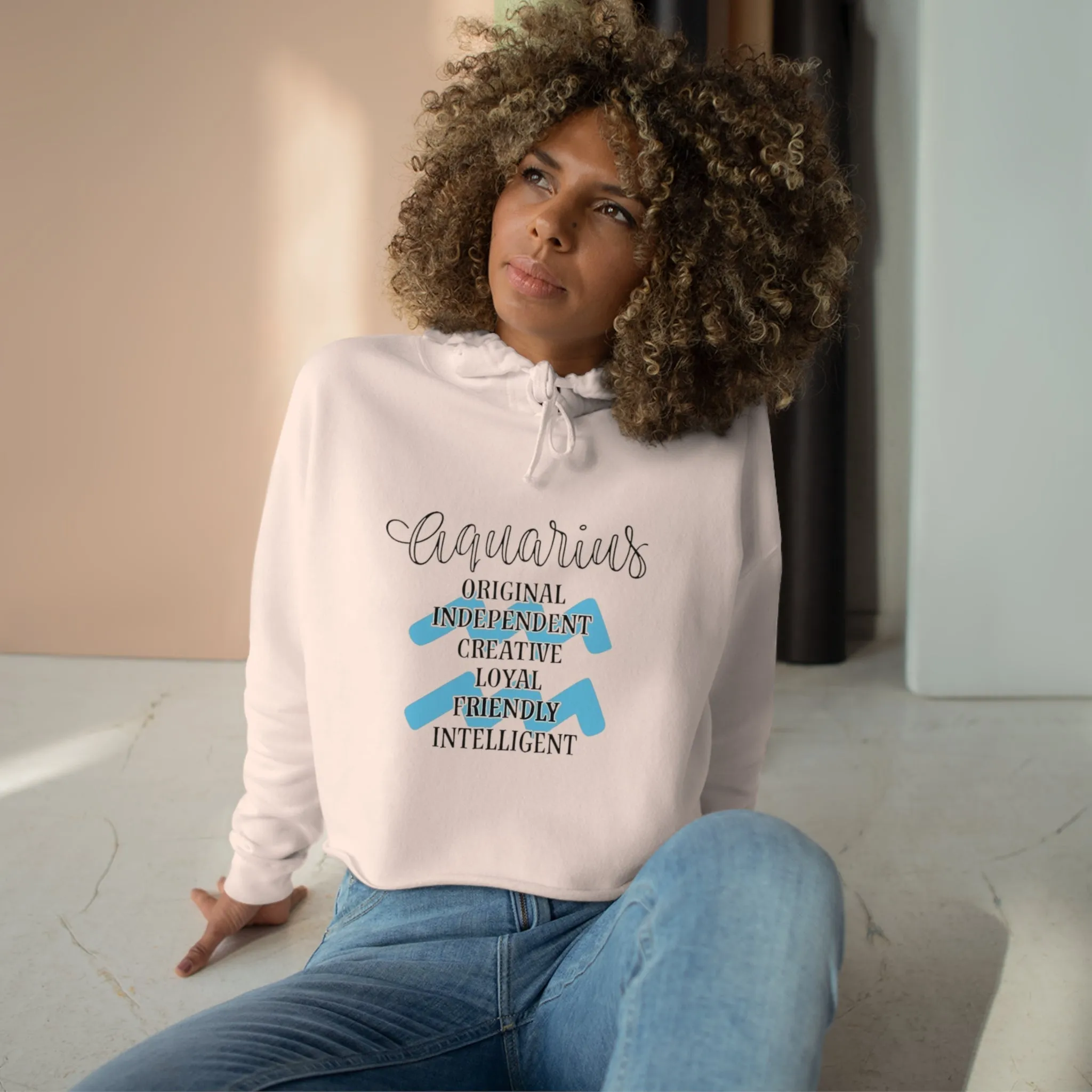 Aquarius Zodiac Character Crop Hoodie