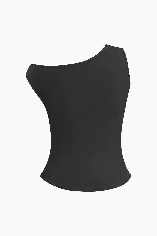 Asymmetric Button Sleeveless Top