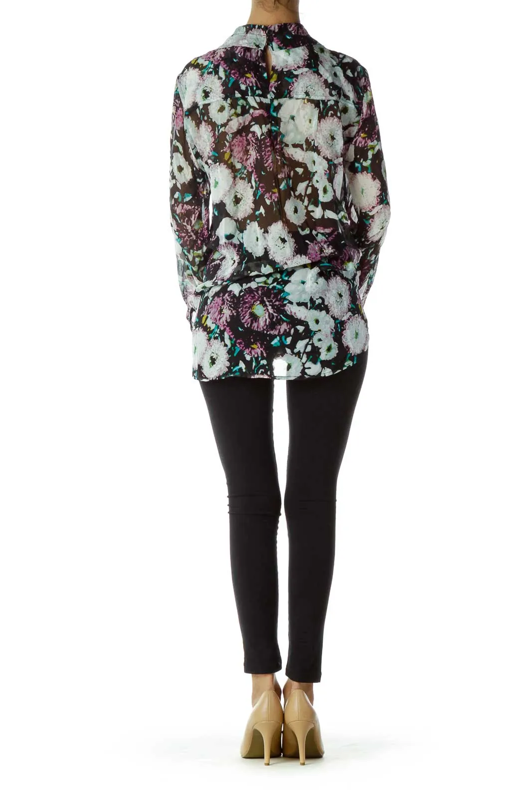 Black Floral Sheer Blouse