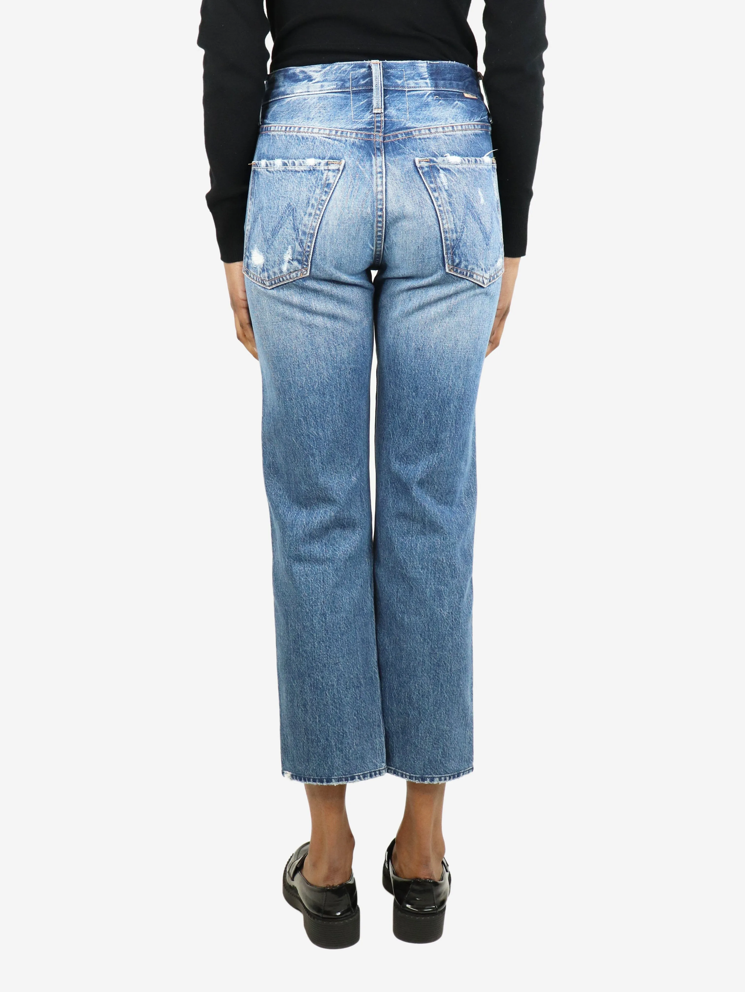 Blue high-waisted jeans