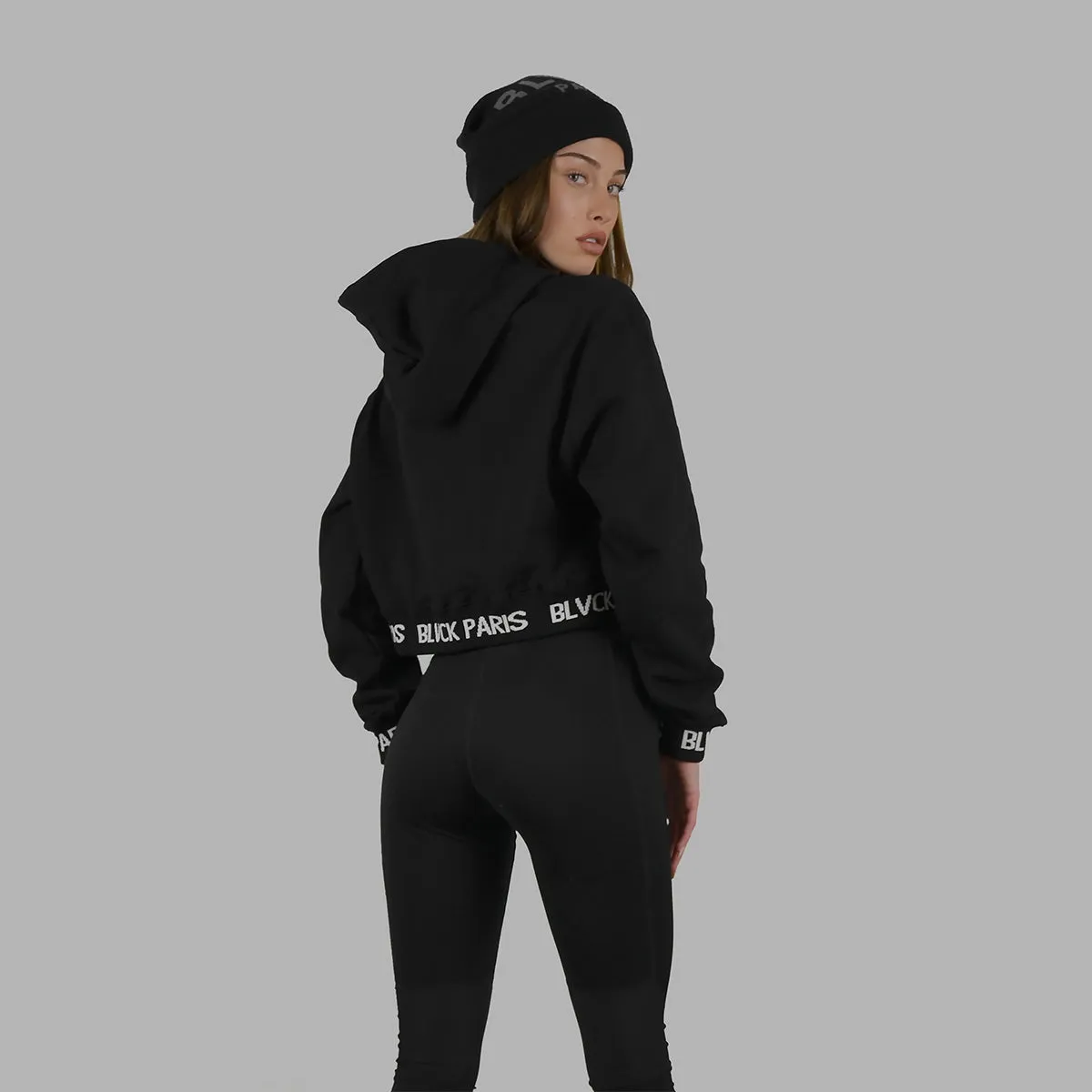 Blvck Cropped Pattern Hoodie