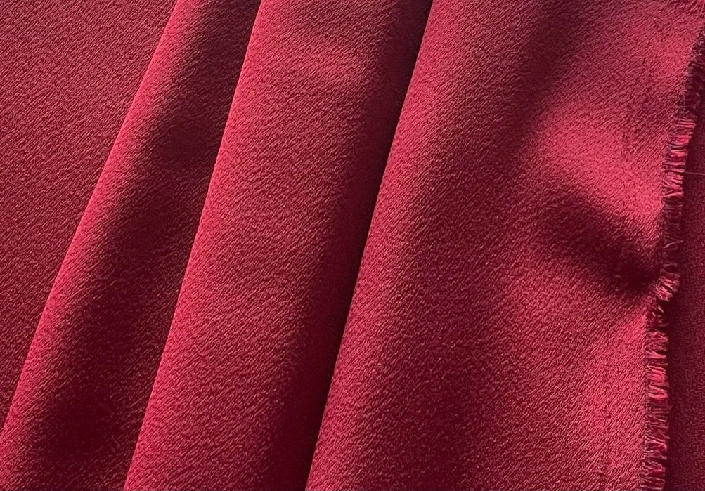 Burnt Merlot Stretch Rayon Viscose Blend Crepe-Back Satin