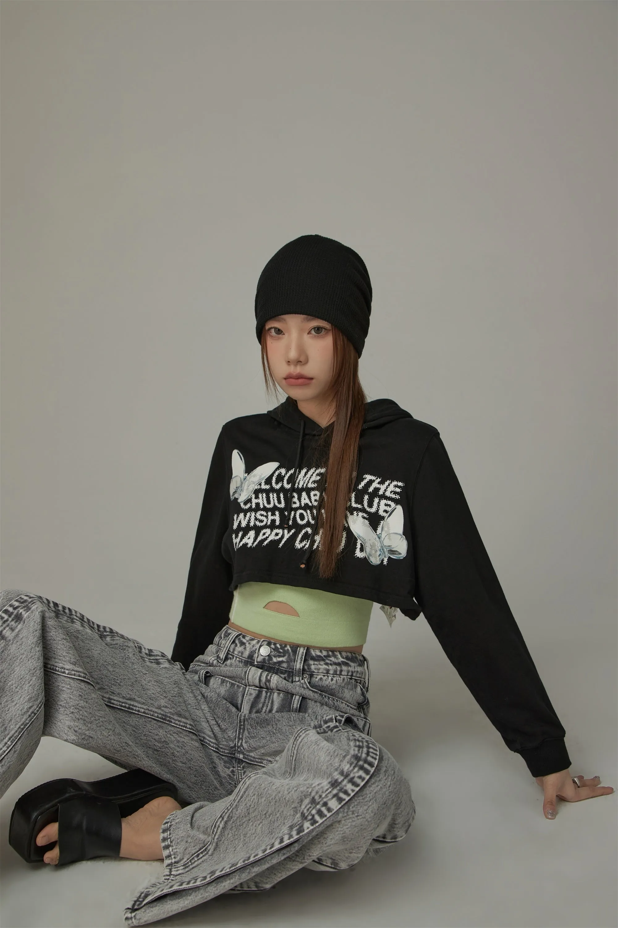 Butterfly Cropped Hoodie