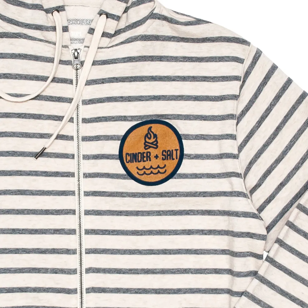 C S Patch Striped Zip Hoodie