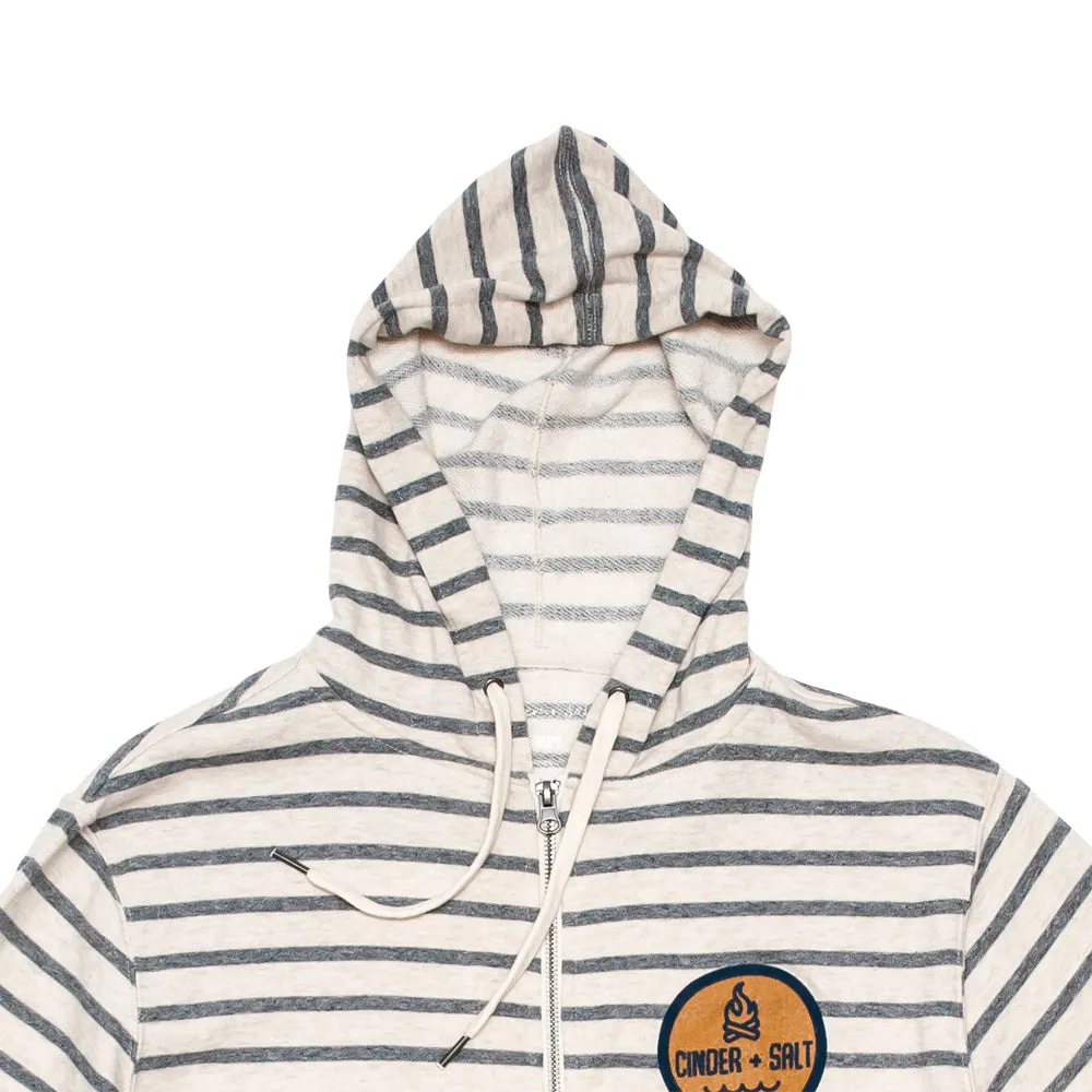 C S Patch Striped Zip Hoodie