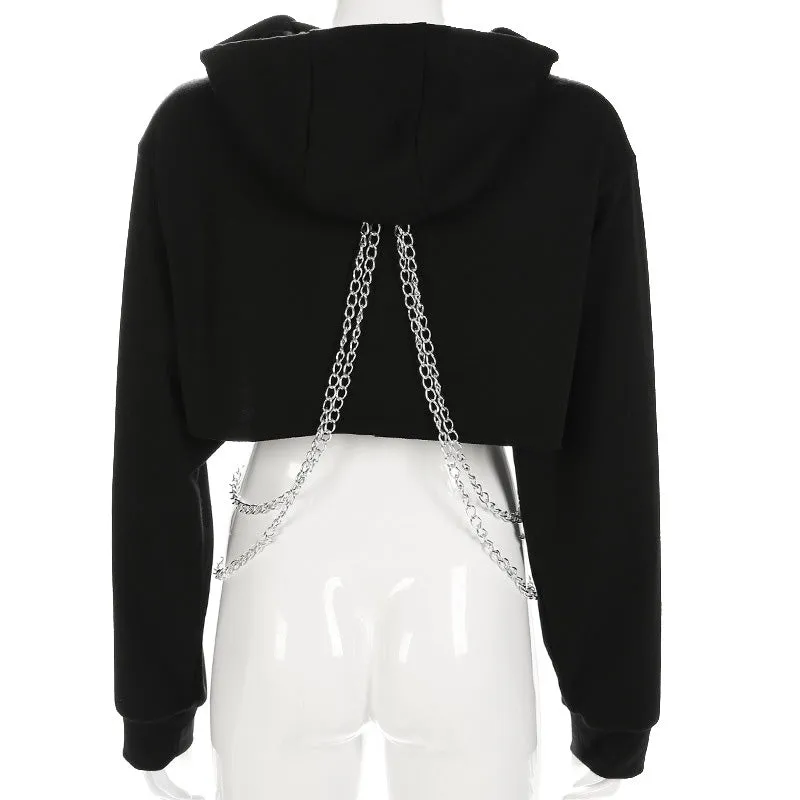 Cool Pullover Drawstring Cropped Hoodie