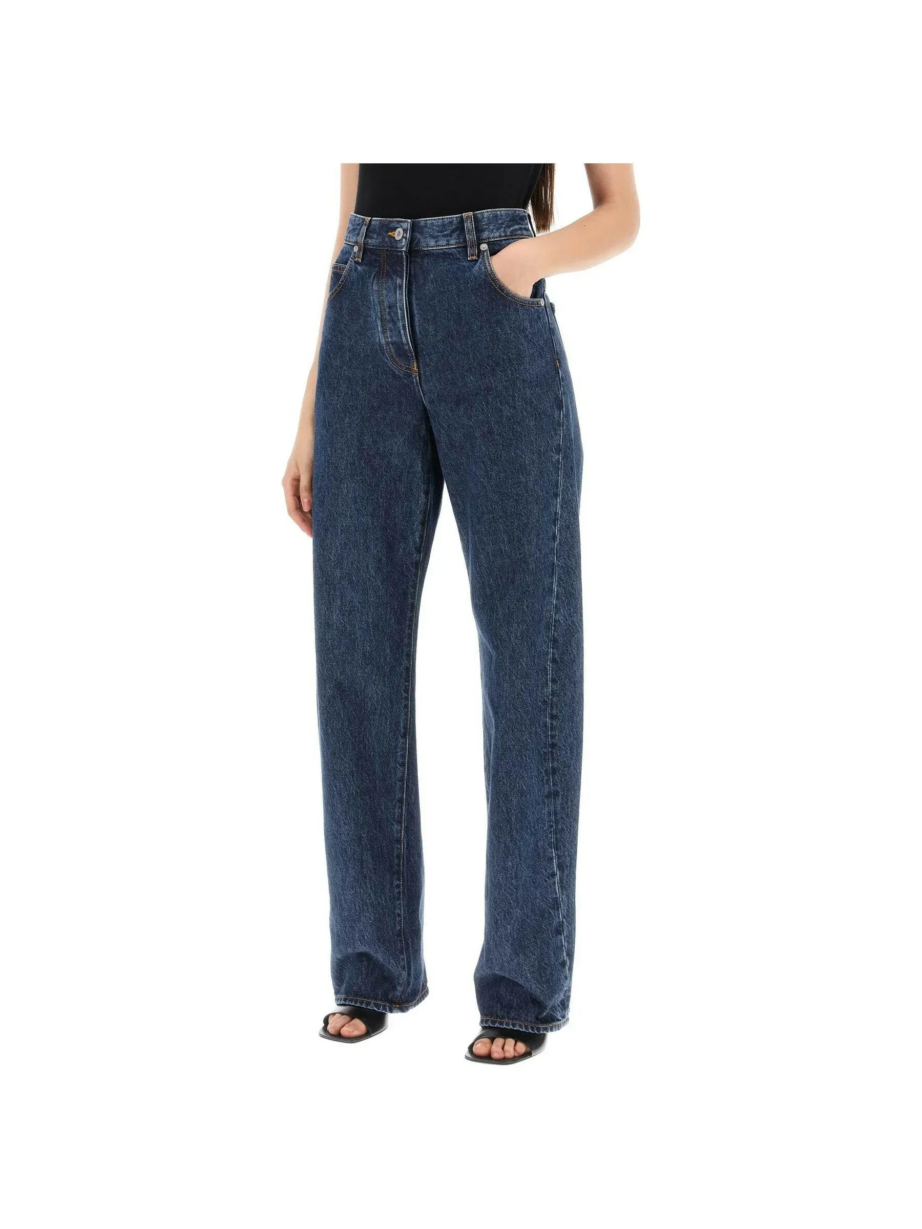 Curved Seam High-Waisted Jeans