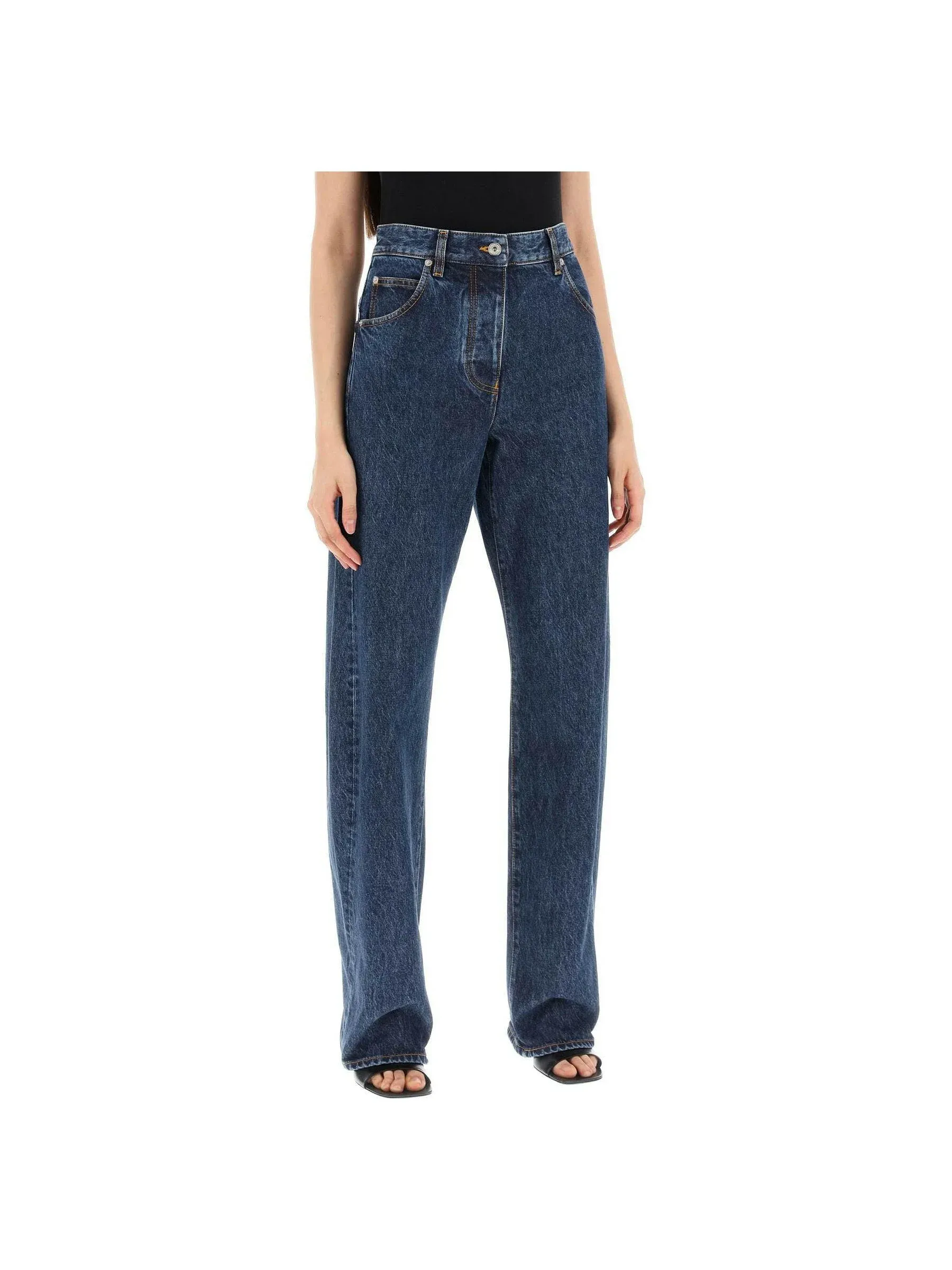 Curved Seam High-Waisted Jeans