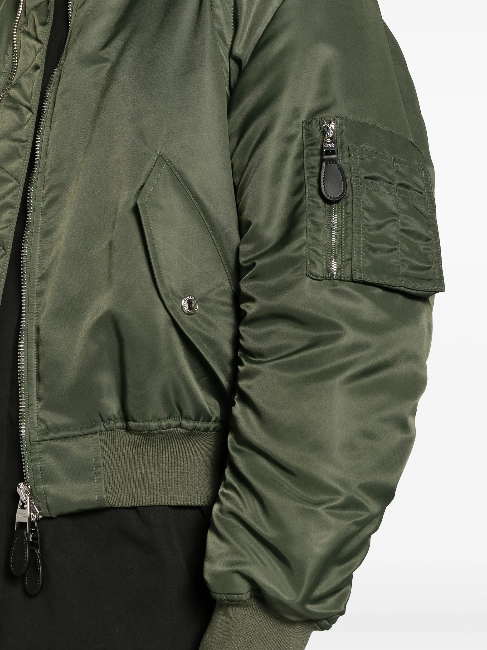 Detachable-Sleeve Ruched Bomber Jacket