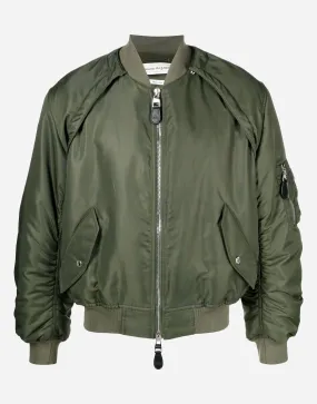 Detachable-Sleeve Ruched Bomber Jacket