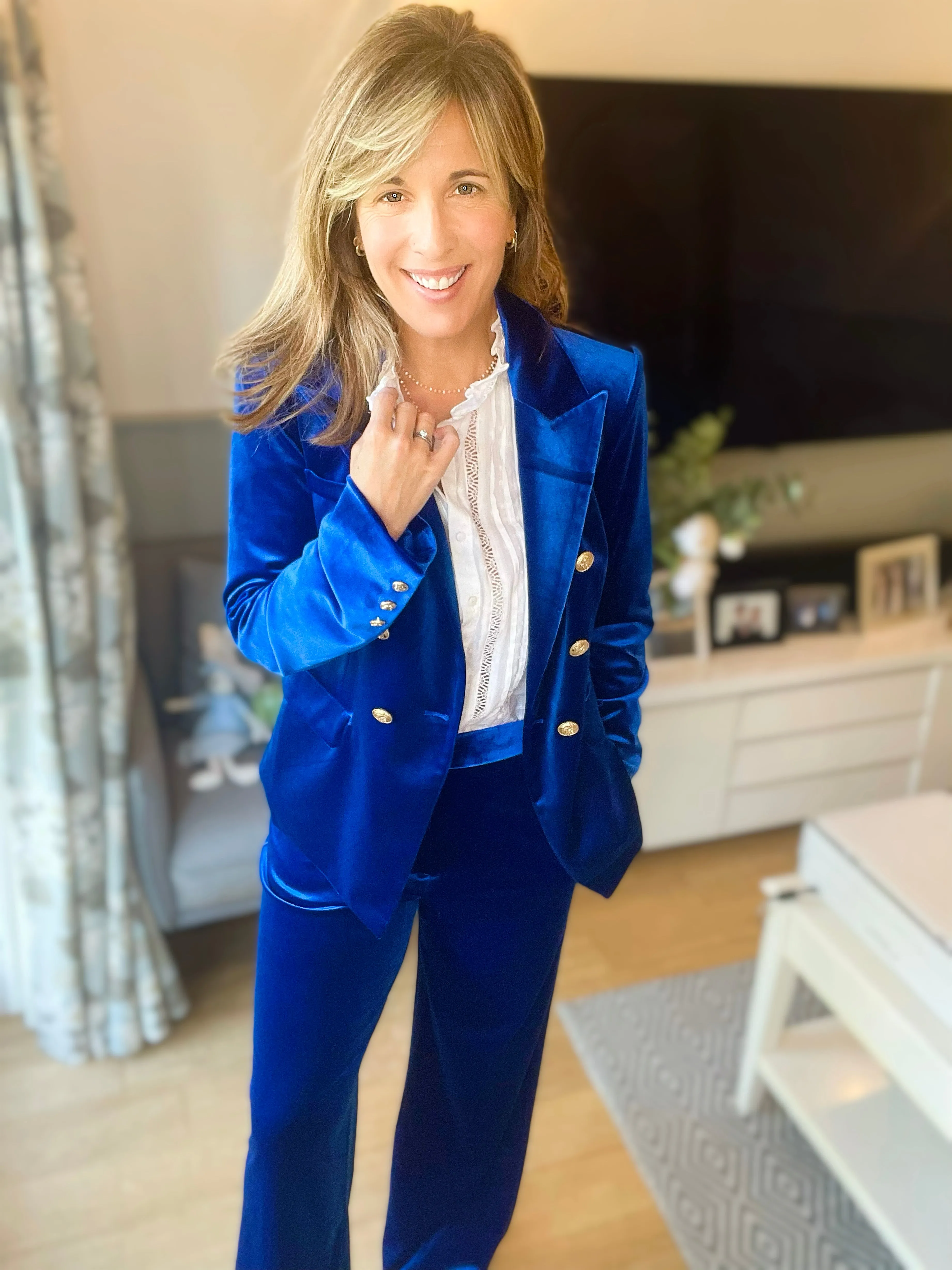 Electric Blue Velvet Trousers