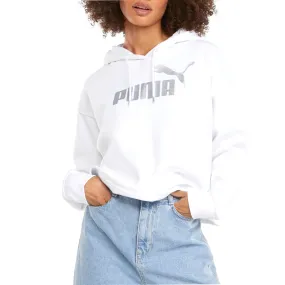 Essential Cropped Metallic Logo Pullover Hoodie