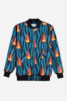 Fire print bomber jacket