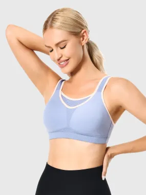 Full Coverage Adjustable Strape Wirefree Workout Bras Blue