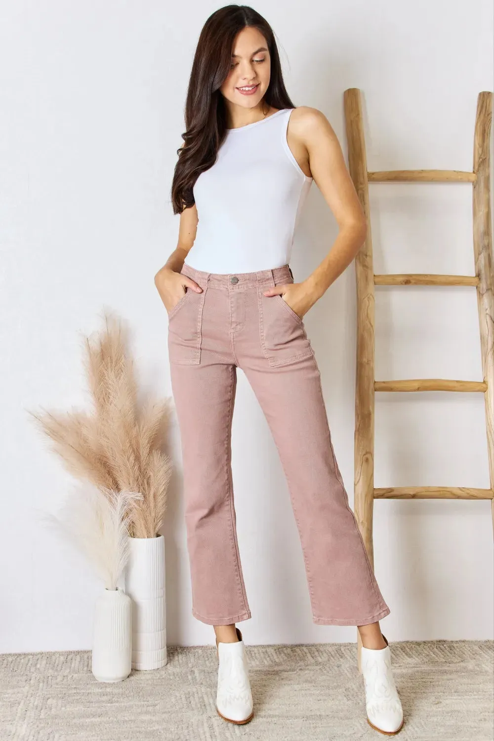 Full Size High Rise Ankle Flare Jeans