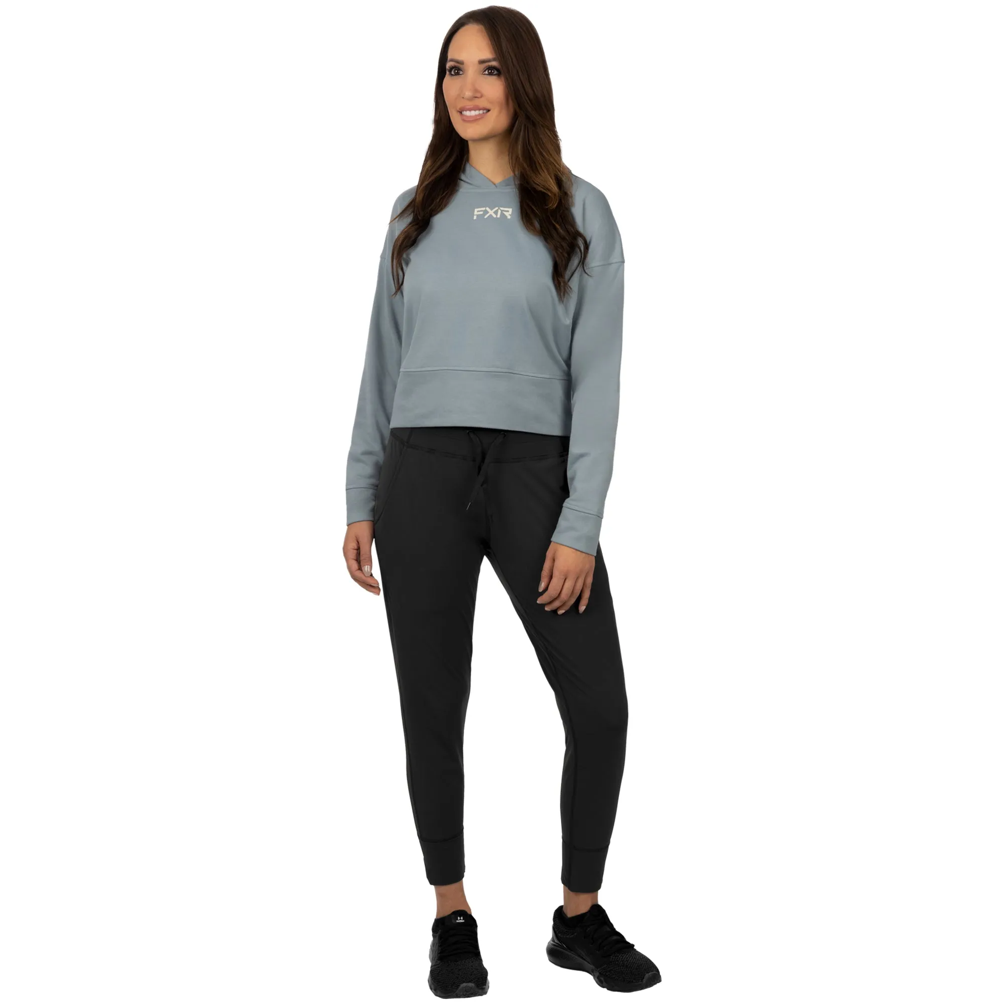 FXR Balance Cropped Pullover Hoodie Light Steel Blue