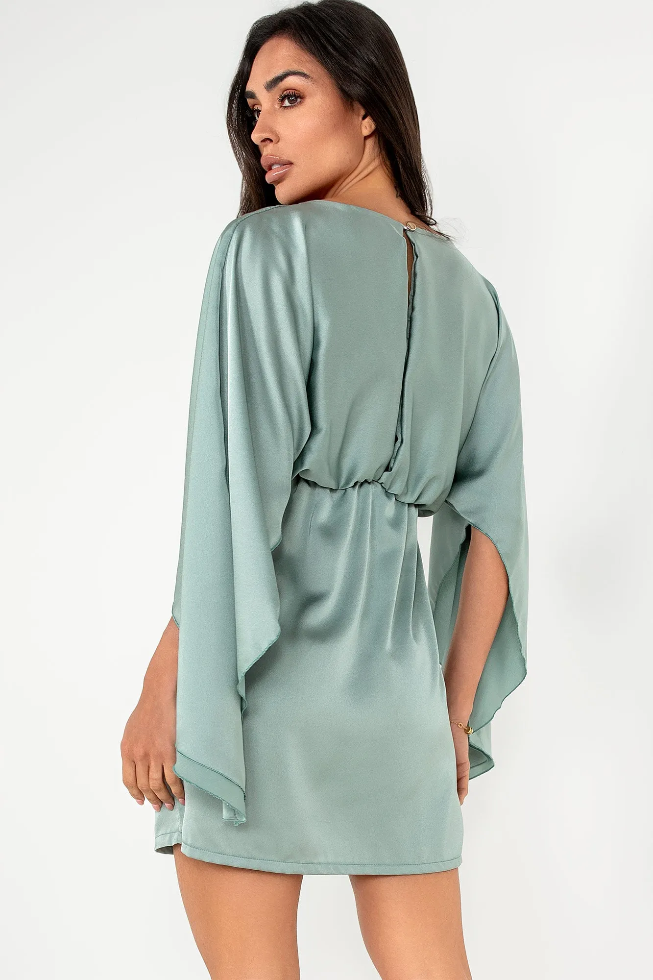 Gigi Duck Egg Satin Batwing Dress