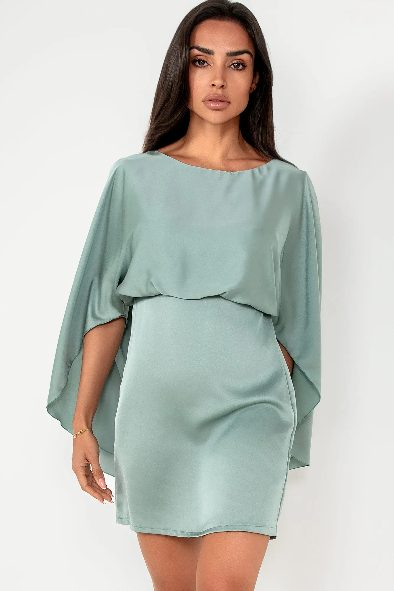 Gigi Duck Egg Satin Batwing Dress