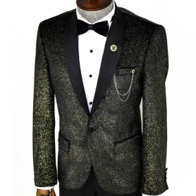 Glitter Gold Velvet Black Prom Blazer