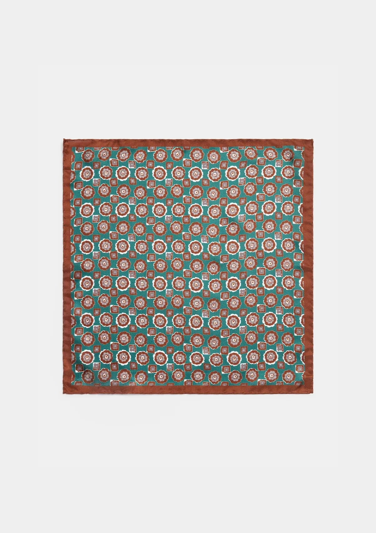 Green Floral Silk Pocket Square