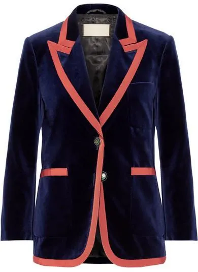 Grosgrain-Trimmed Velvet Blazer