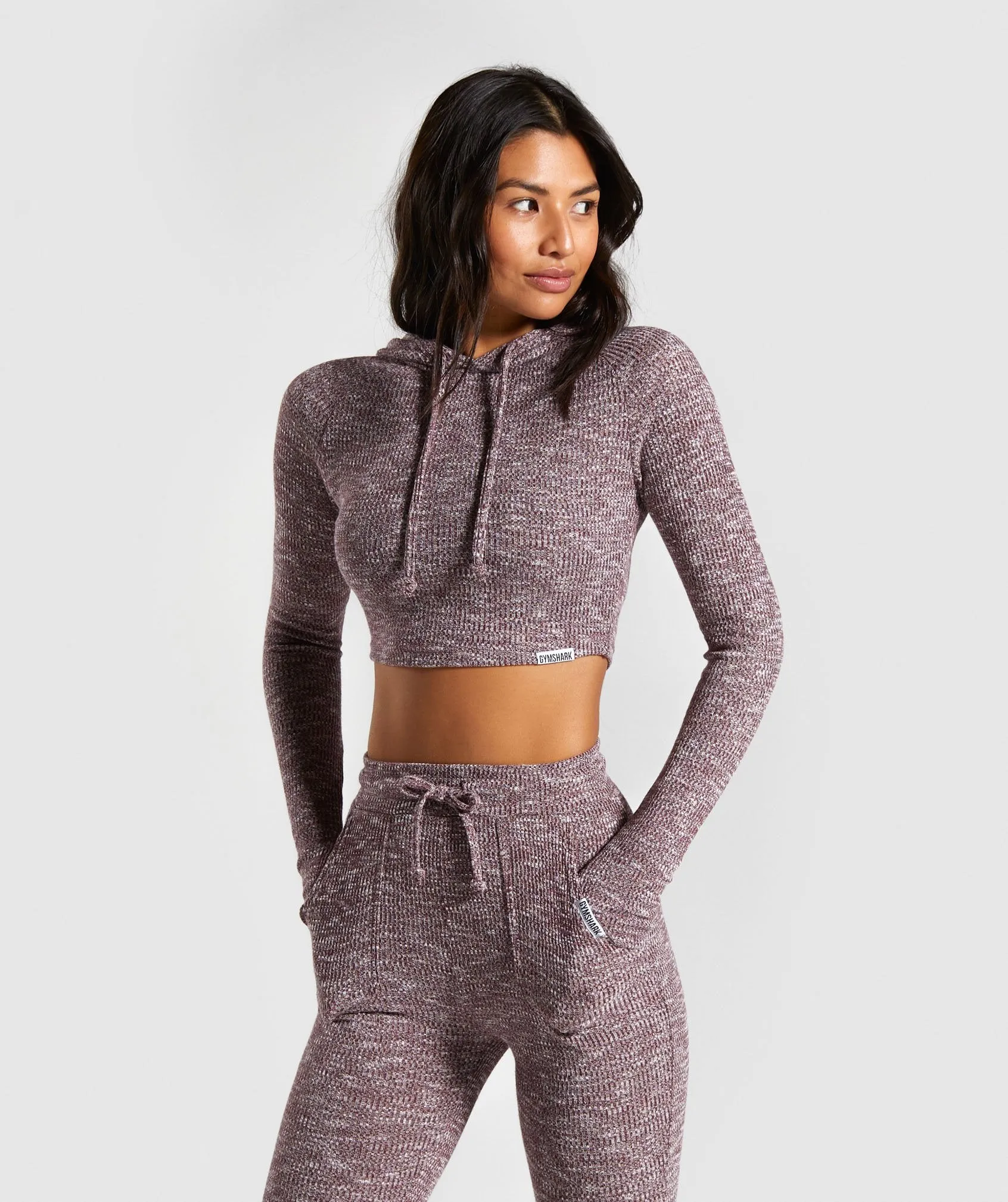 Gymshark Slounge Cropped Hoodie - Berry Red Marl