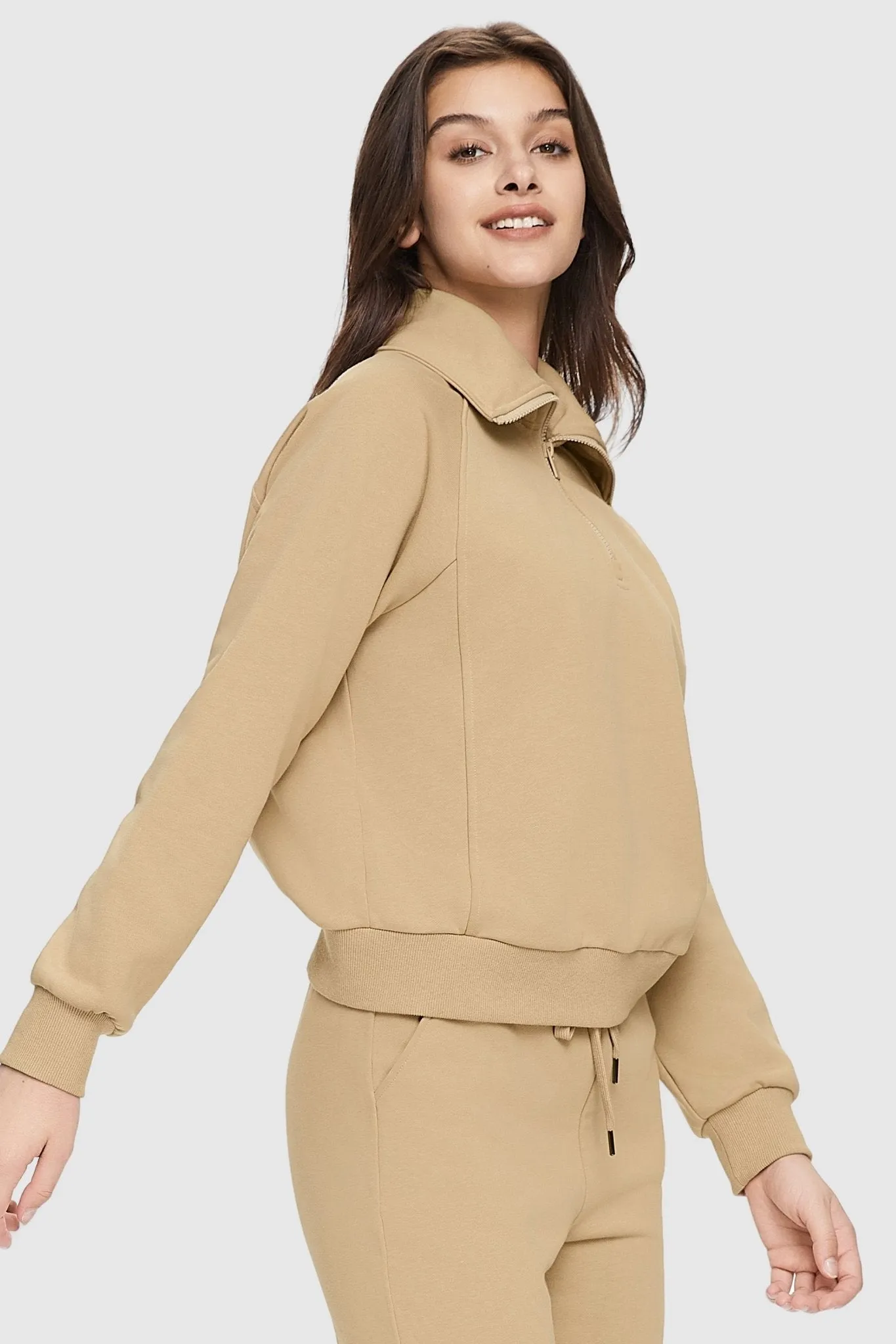 Half-Zip Cropped Sweatshirt