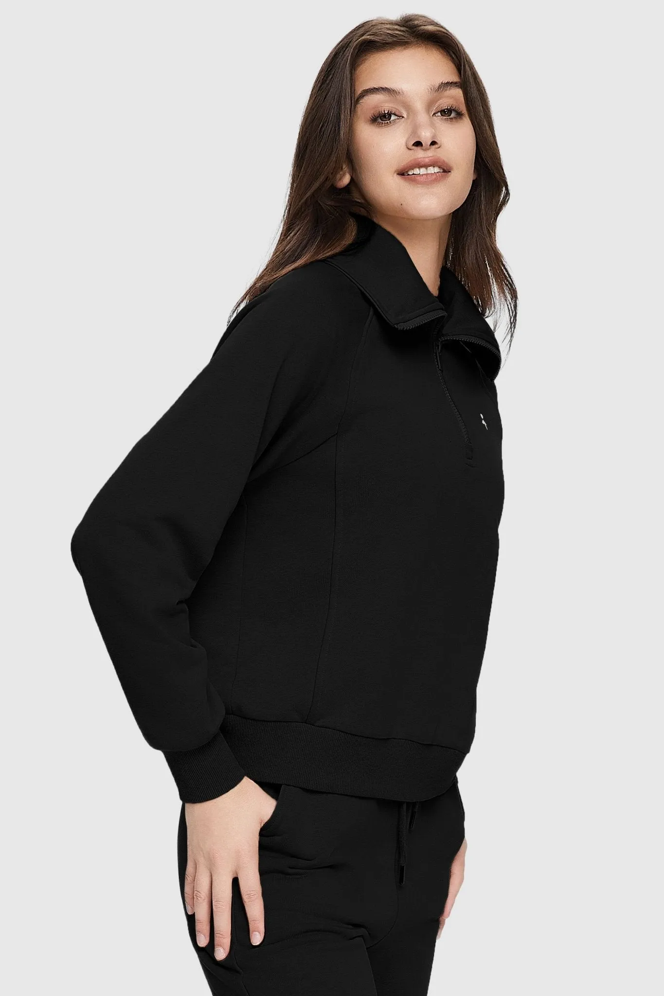 Half-Zip Cropped Sweatshirt