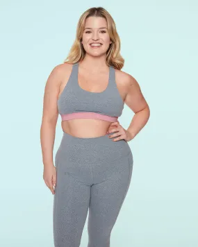 HERO Sports Bra Heathered Grey & Dusty Pink Contrast