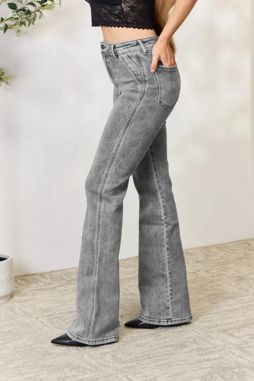 High Waist Slim Flare Jeans