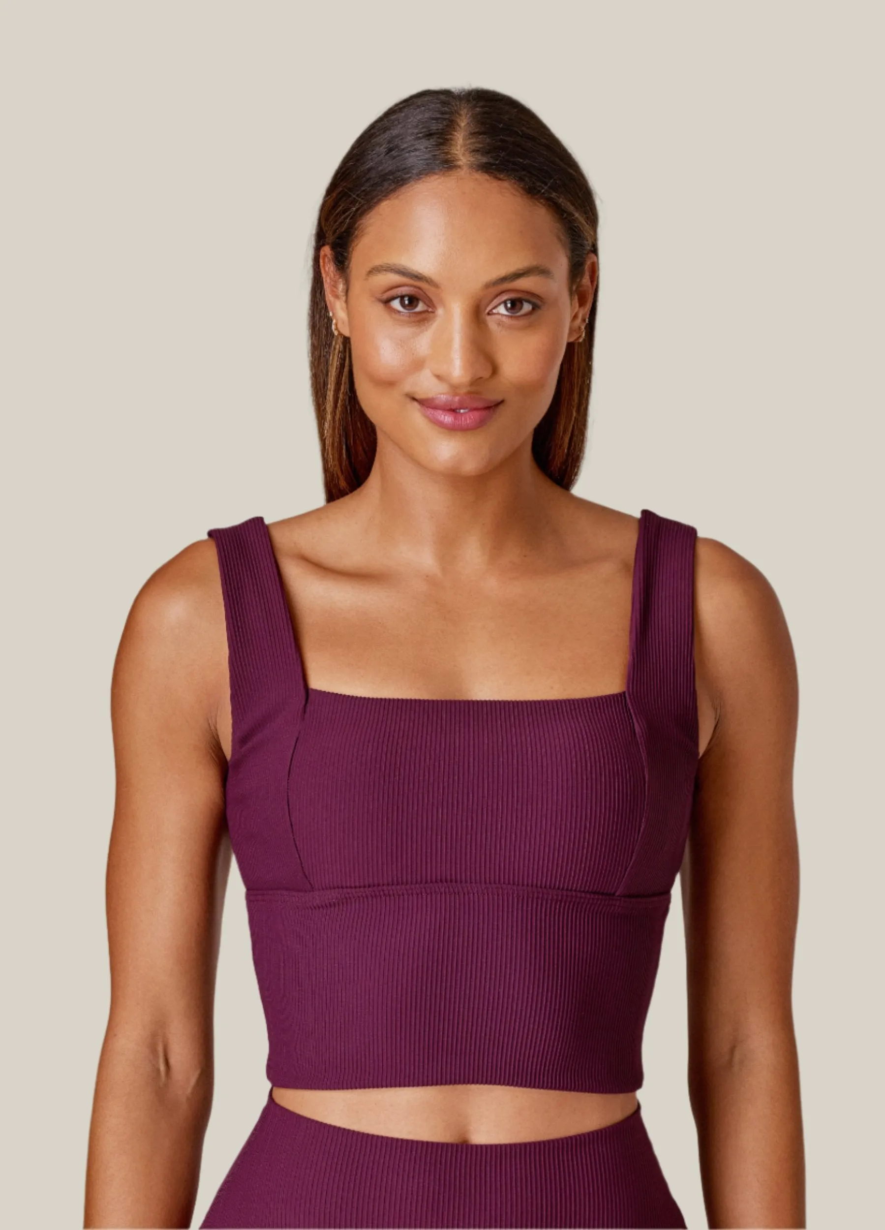 Holy Grail Ribbed Bra Tank Mangosteen