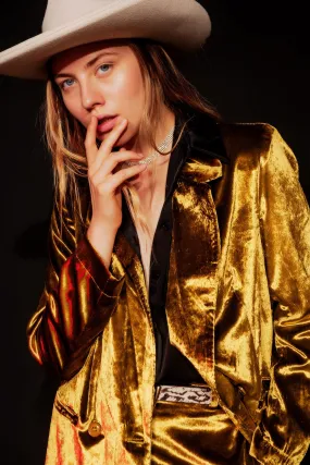 Hot Girl Golden Hour Velvet Oversized Blazer Jacket