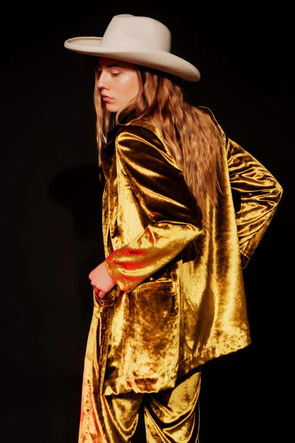 Hot Girl Golden Hour Velvet Oversized Blazer Jacket