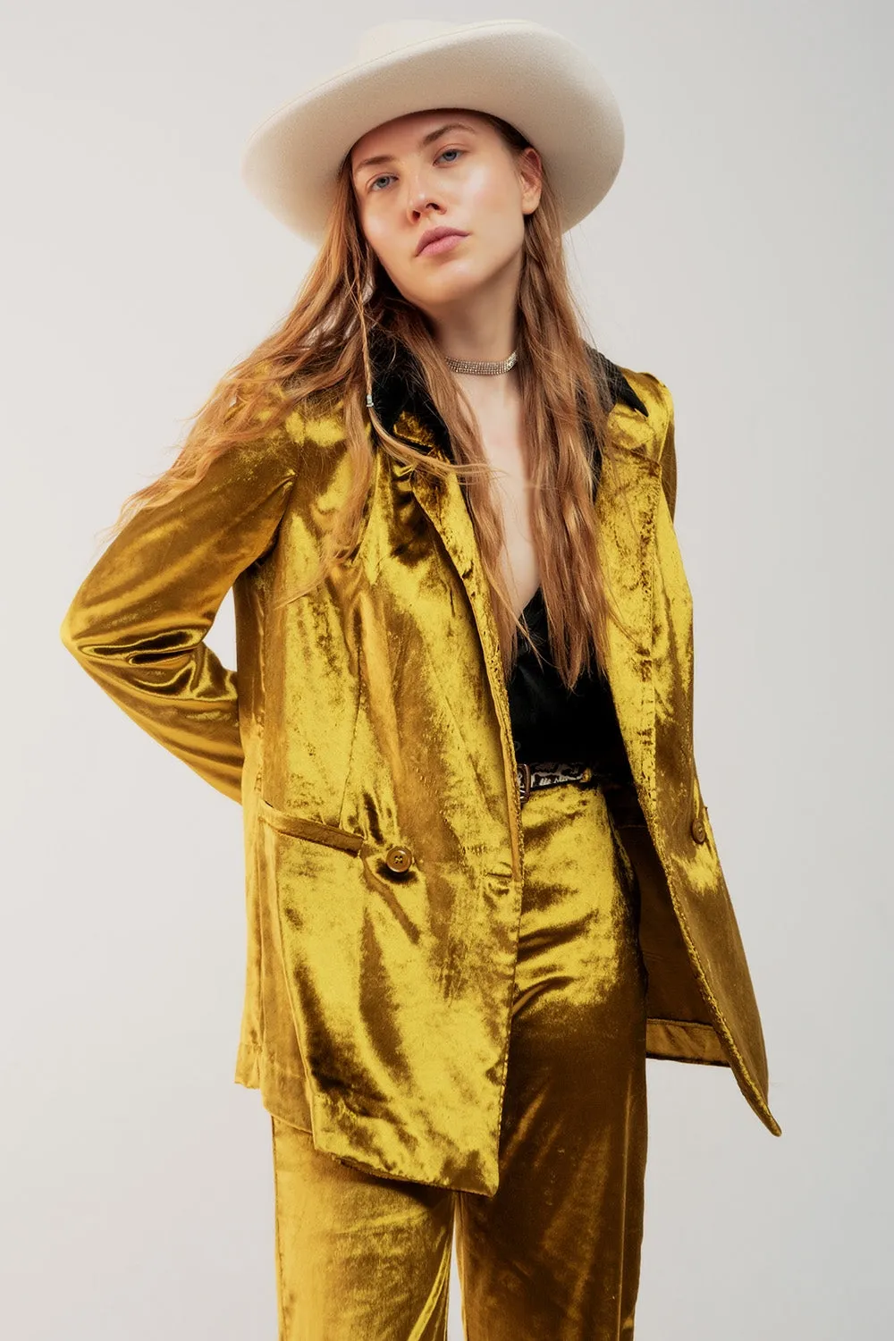 Hot Girl Golden Hour Velvet Oversized Blazer Jacket