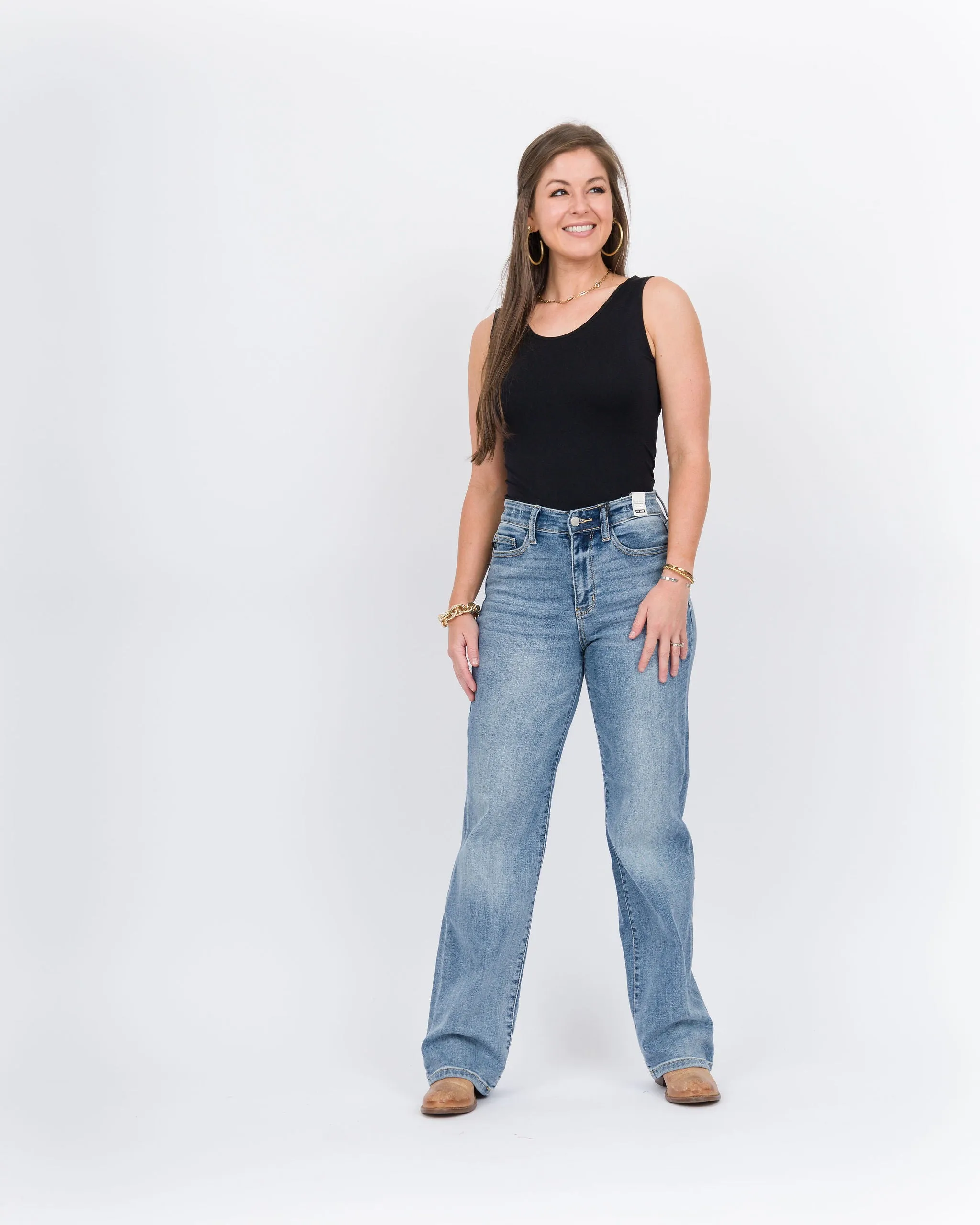 Judy Blue High Waisted Light Washed Straight Leg Jeans