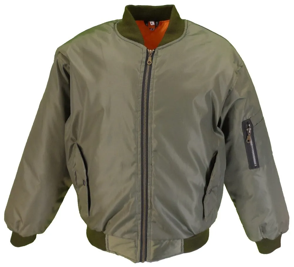 Mens MA 1 Olive Green Bomber Jacket