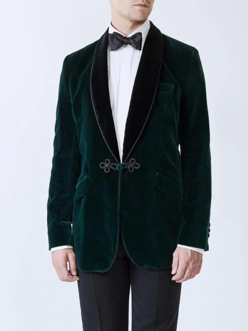 Mens Robe Green Velvet Jacket Wedding Dinner Party Wear Blazers Jacket