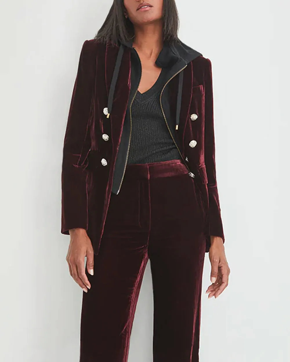 Merlot Gaya Velvet Dickey Blazer