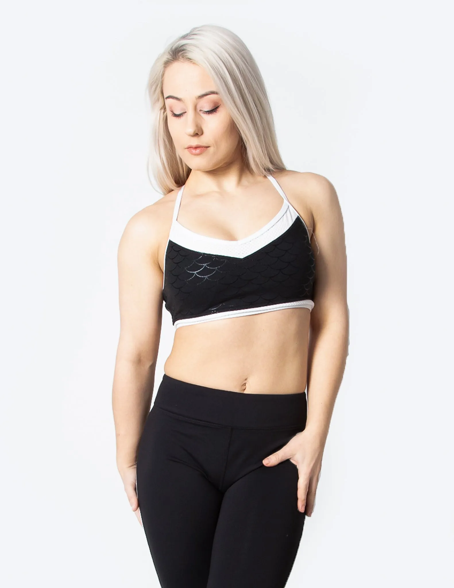 MERMAID RACERBACK SPORTS BRA - BLACK