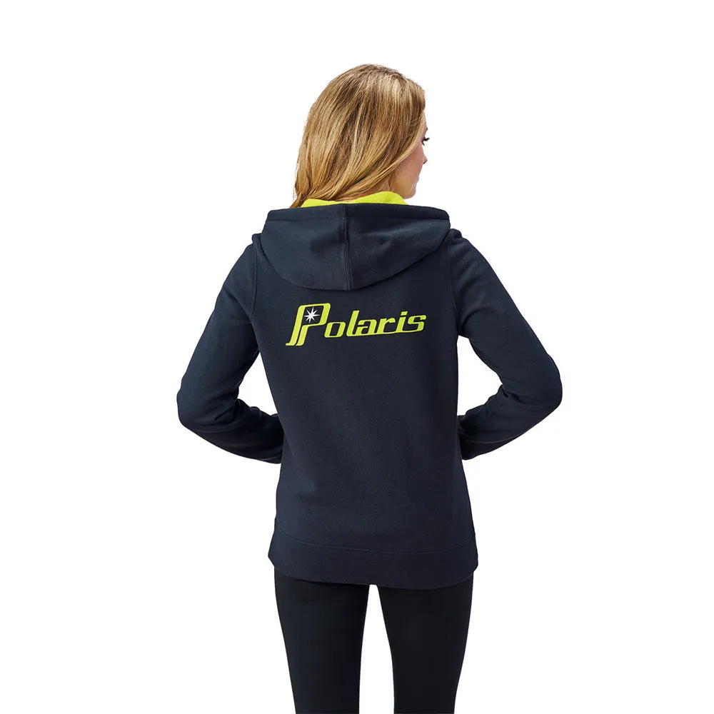 Polaris  Navy Womens Full Zip Retro Hoodie Sweatshirt w Logo Lightweight