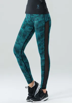 Print Mesh Panel Yoga Pants