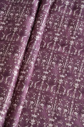 Pulm Purple Ethnic Pattern Digital Print On Satin Fabric