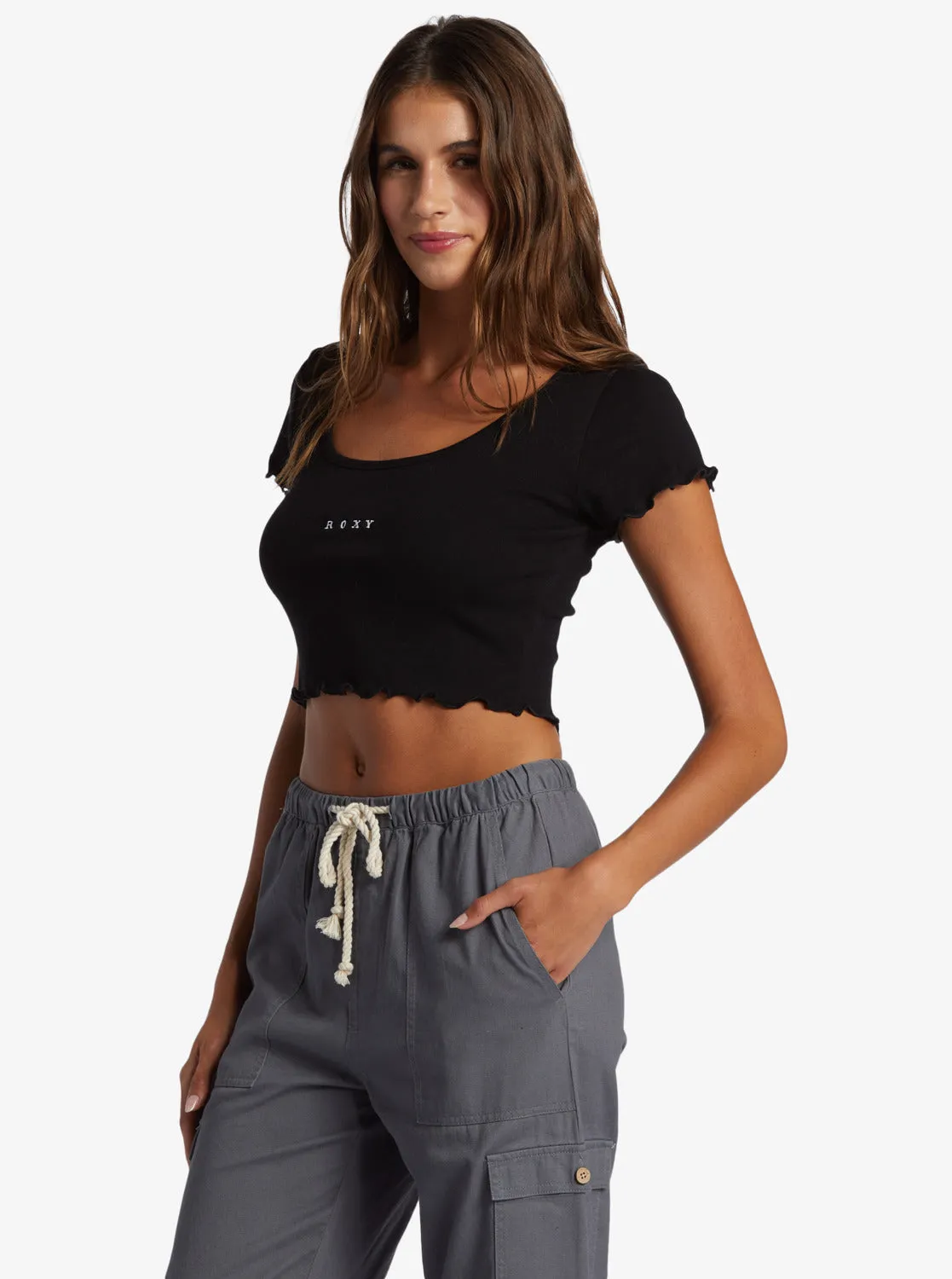 Roxify Scoop Neck T-Shirt - Anthracite